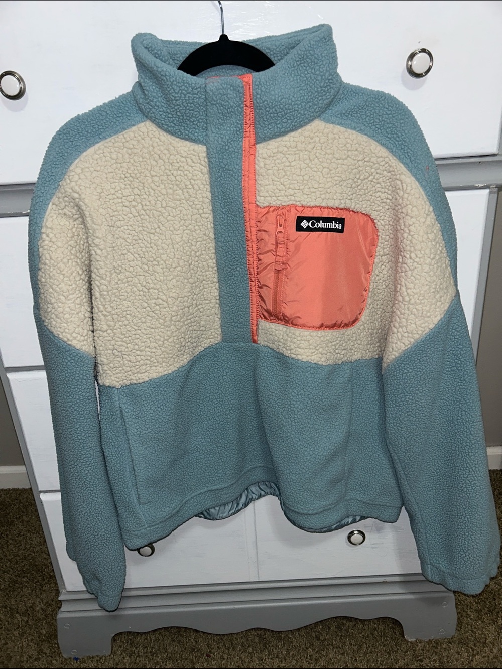 Women’s Columbia Lodge Colorblock Sherpa Fleece Pullover Size XL